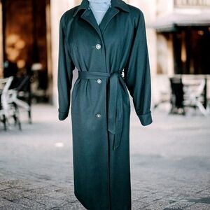 Vintage Me-Jay Green Wool Full Length  Coat Size 9-10 Made In Canada